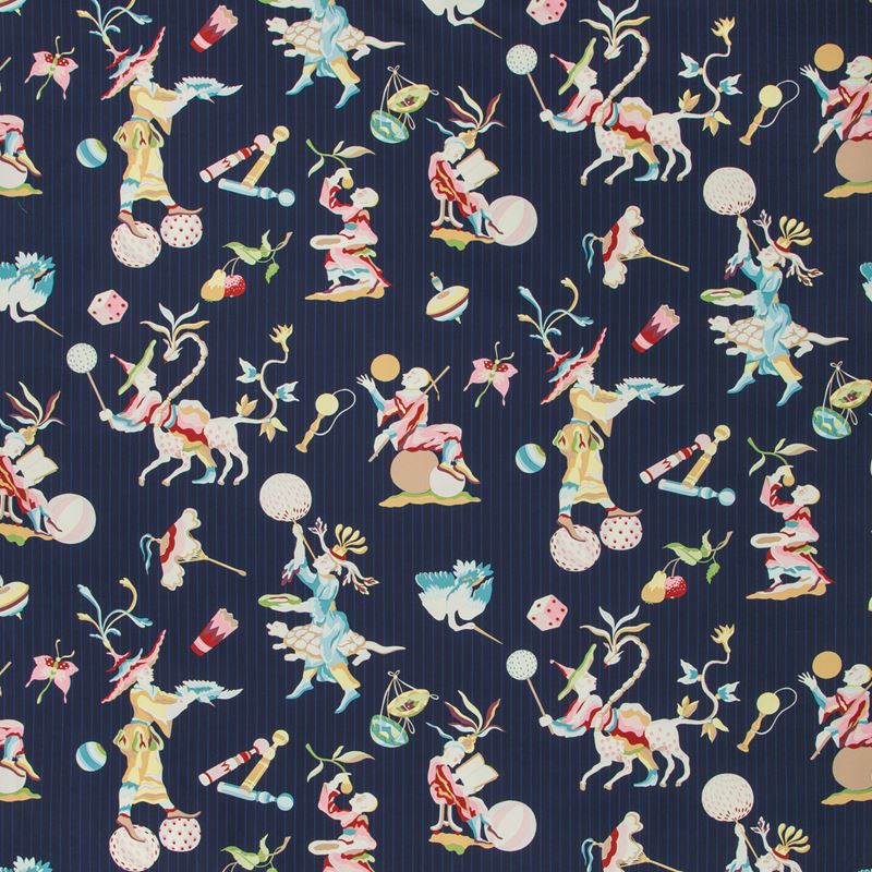 Select 8019141-55 Cirque Chinois Print Navy Modern Chinoiserie by Brunschwig & Fils Fabric