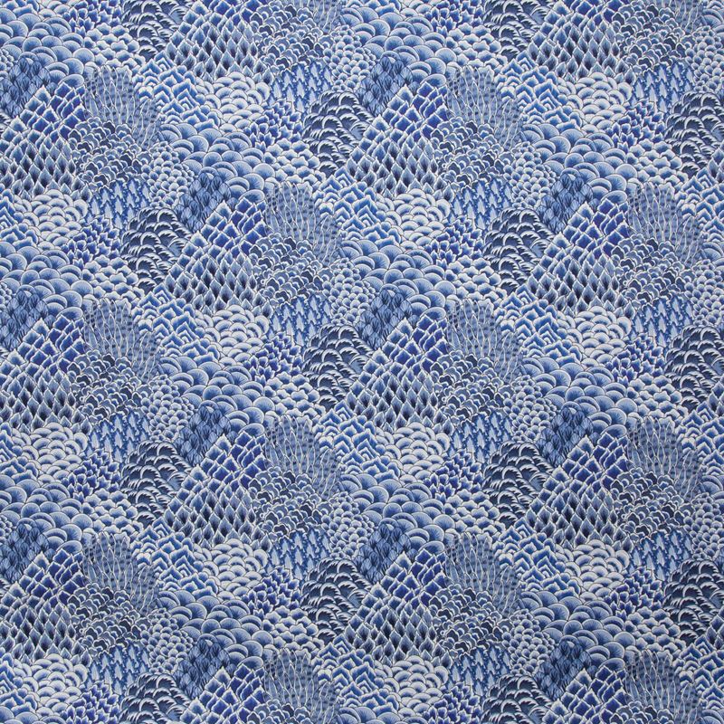 Find 8020104-55 Katibi Print Blue Flamestitch by Brunschwig & Fils Fabric