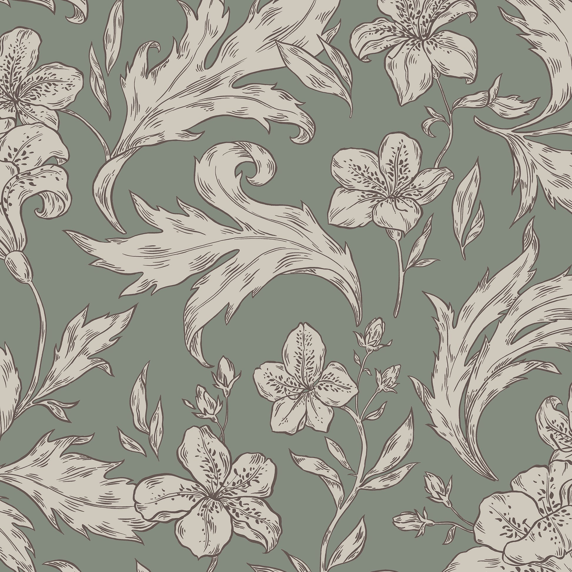 813-38 Karin forest green, Ett Hem by Sandberg Wallpaper