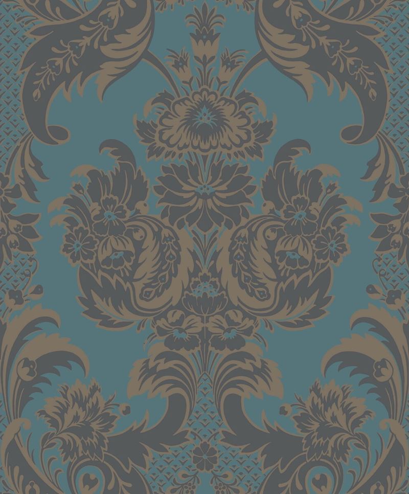 Order 94/3017 Cs Wyndham Teal And Charcoal By Cole and Son Wallpaper