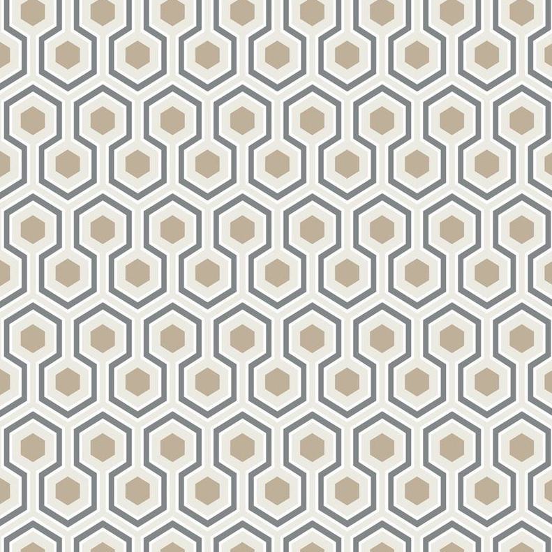 View 95/3016 Cs Hicks Hexagon Gilver Wt Bk By Cole and Son Wallpaper