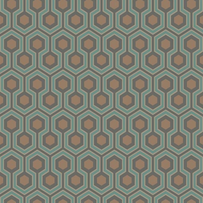 Order 95/3018 Cs Hicks Hexagon Teal Gold By Cole and Son Wallpaper