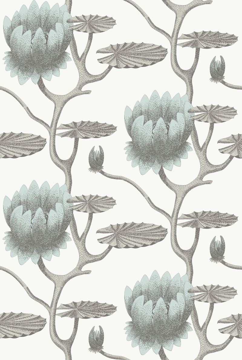View 95/4022 Cs Summer Lily Aqua White By Cole and Son Wallpaper