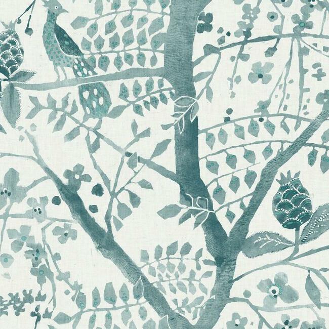 Search BO6632 Peacock Block Print Bohemian Luxe by Antonina Vella Wallpaper