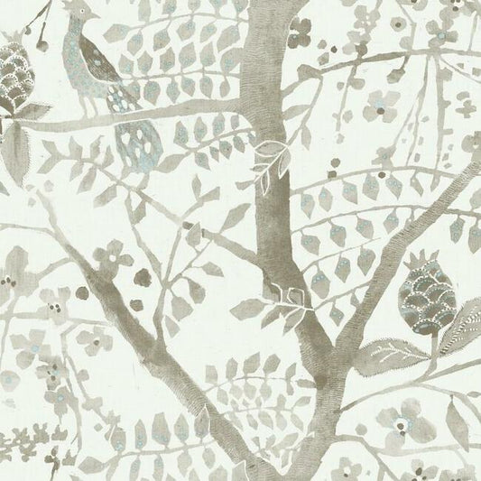 Shop BO6635 Peacock Block Print Bohemian Luxe by Antonina Vella Wallpaper