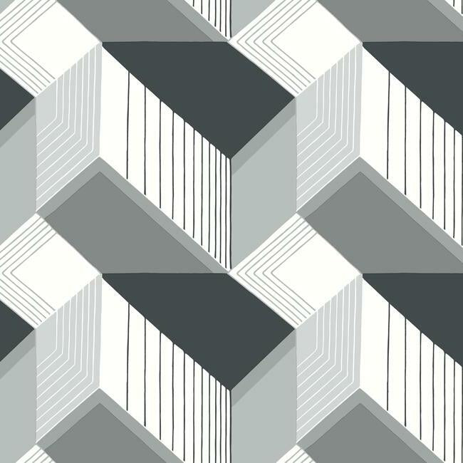 Looking BW3882 Graphic Geo Blocks Black and White Resource Library by York Wallpaper
