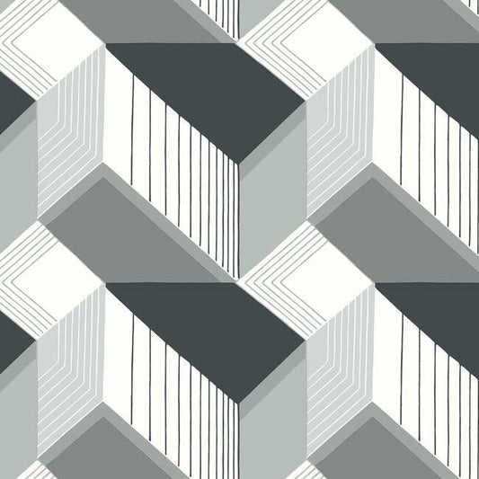 Looking BW3882 Graphic Geo Blocks Black and White Resource Library by York Wallpaper