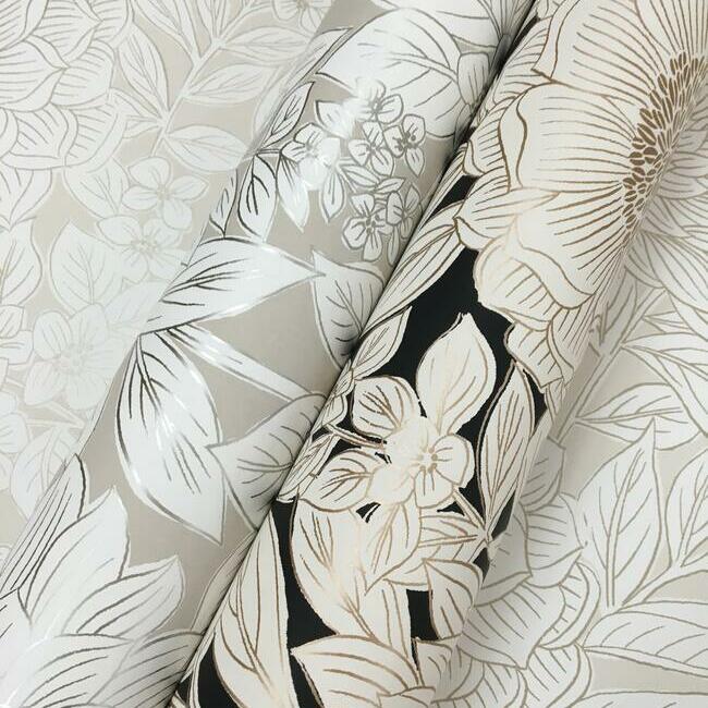 View Bw3921 Wood Block Blooms Black And White Resource Library York Wallpaper