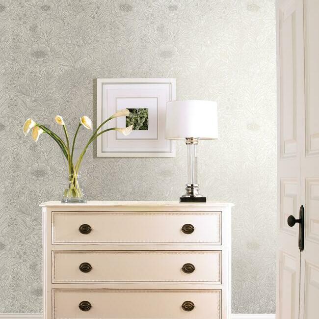 Shop Bw3921 Wood Block Blooms Black And White Resource Library York Wallpaper