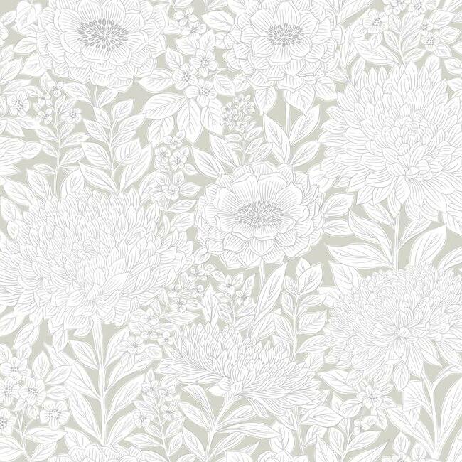 Purchase BW3922 Wood Block Blooms Black and White Resource Library by York Wallpaper
