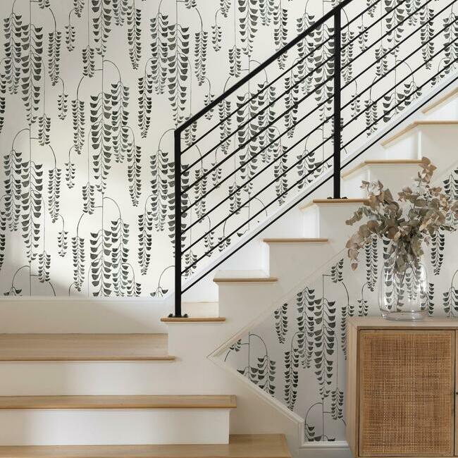 Buy Bw3943 Deco Wisteria Black And White Resource Library York Wallpaper
