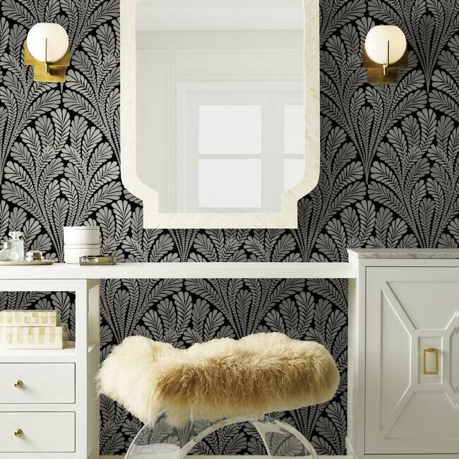 Acquire BW3951 Shell Damask Wallpaper Black/Glint Damask Resource Library York Wallpaper1 