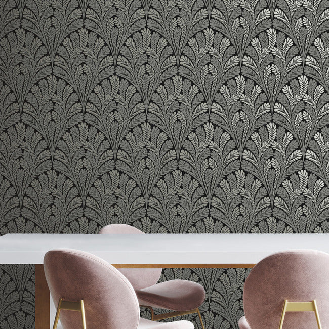 Acquire BW3951 Shell Damask Wallpaper Black/Glint Damask Resource Library York Wallpaper1 