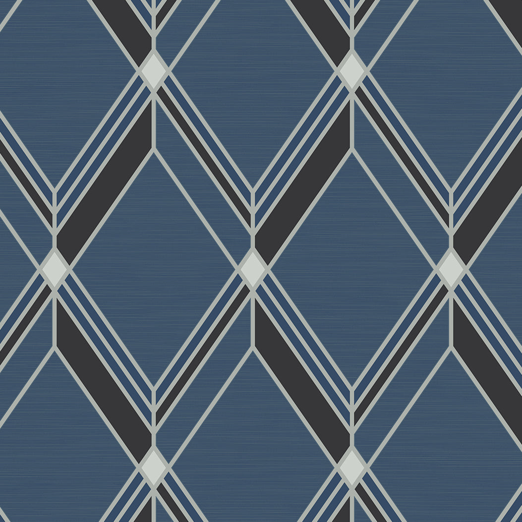 DC60512 | Brooklyn Diamond, Blue - Collins & Company Wallpaper