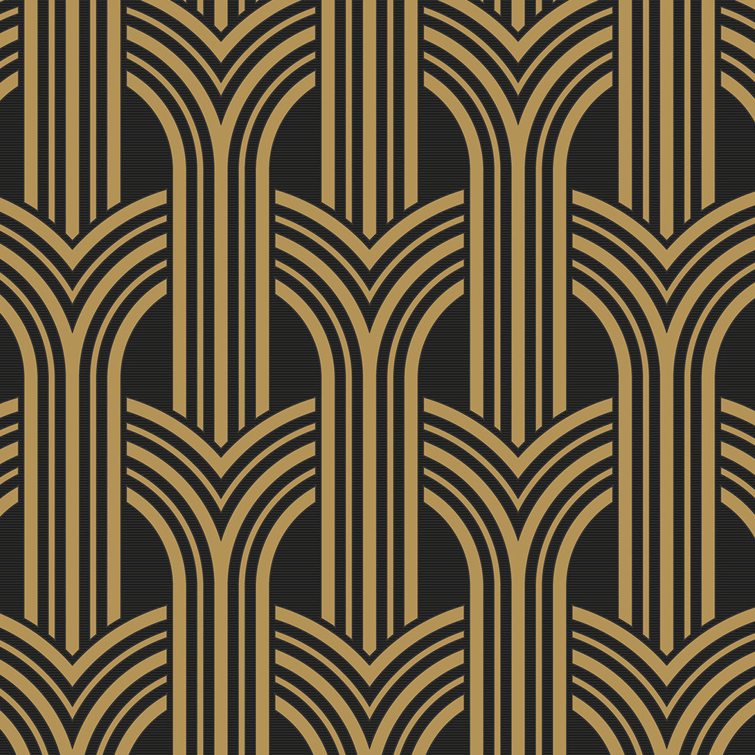 DC61310 | Broadway Arches, Black - Collins & Company Wallpaper