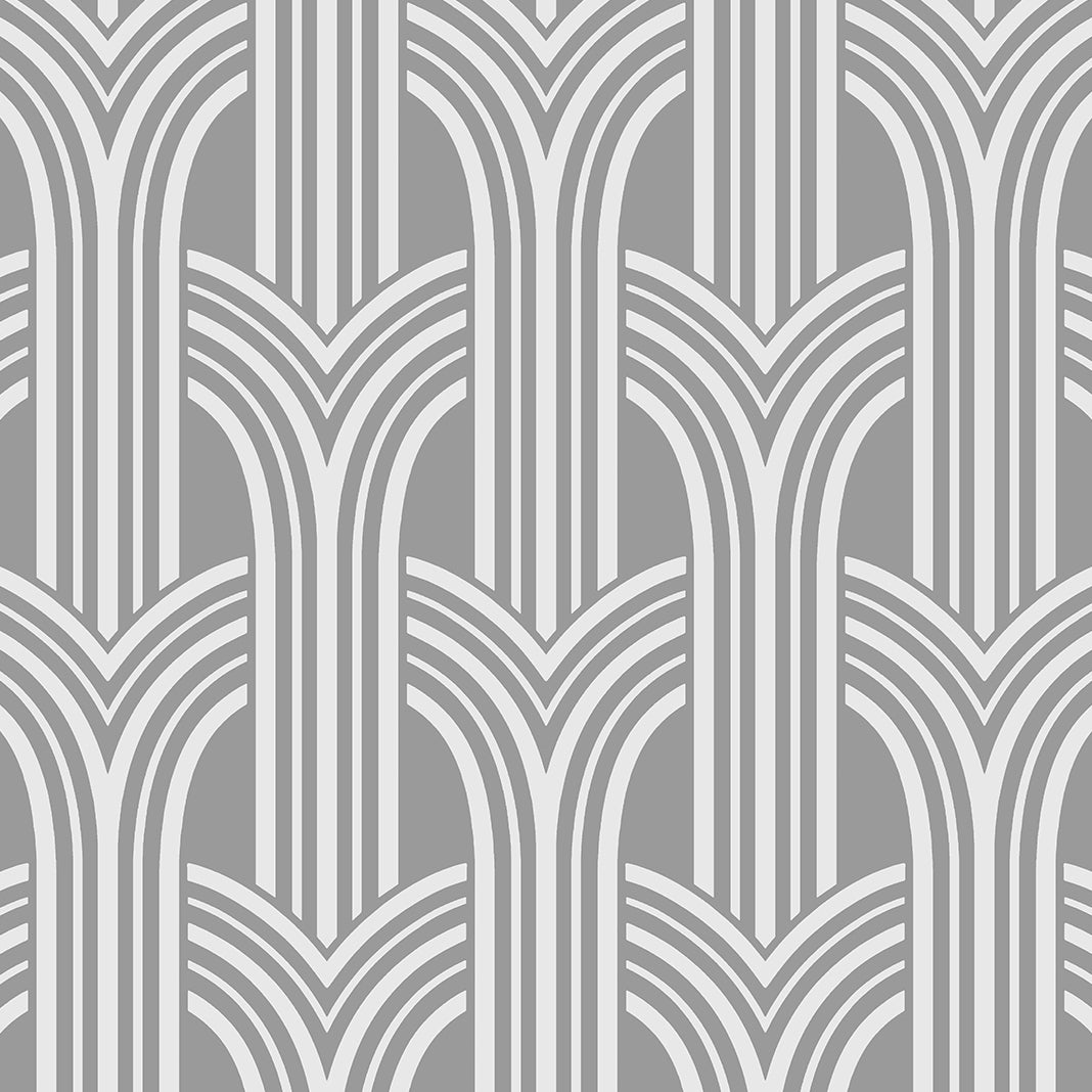 DC61910 | Deco Arches, Silver - Collins & Company Wallpaper