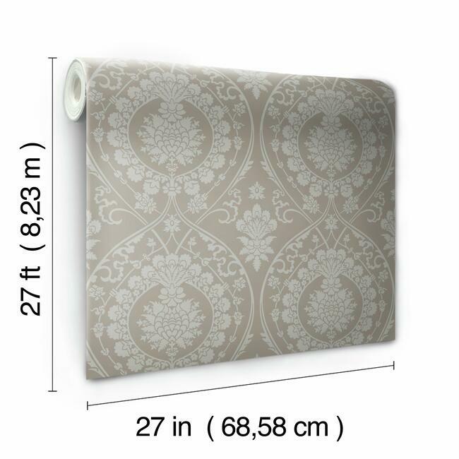 Buy DM4902 Imperial Damask Wallpaper Mink/Silver Damask Resource Library York Wallpaper1 