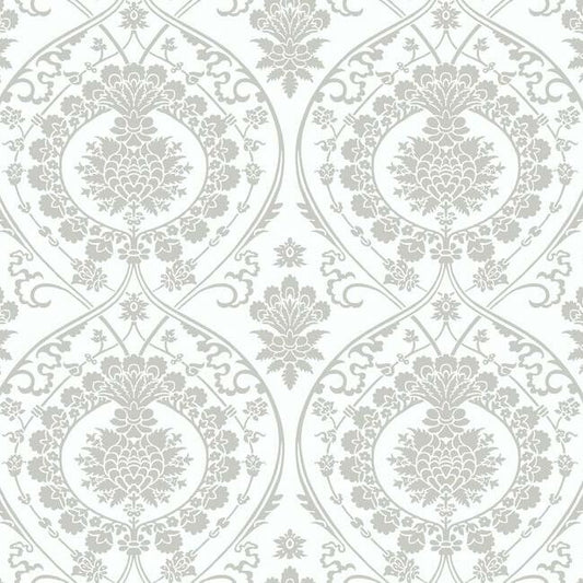 Select DM4905 Imperial Damask Wallpaper White/Silver Damask Resource Library York Wallpaper1 