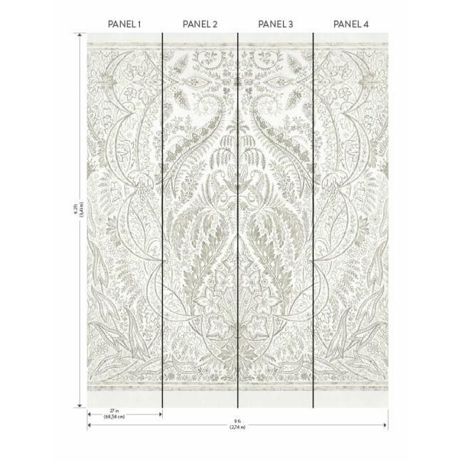 Purchase DM4913M Jaipur Paisley Damask Wall Mural Beige/White Damask Resource Library York Wallpaper1 