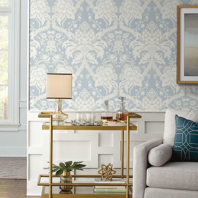Select DM4955 French Artichoke Damask Wallpaper Periwinkle Damask Resource Library York Wallpaper1 