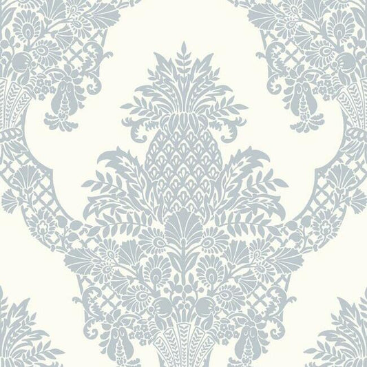 Search DM4974 Pineapple Wallpaper Periwinkle/White Damask Resource Library York Wallpaper1 