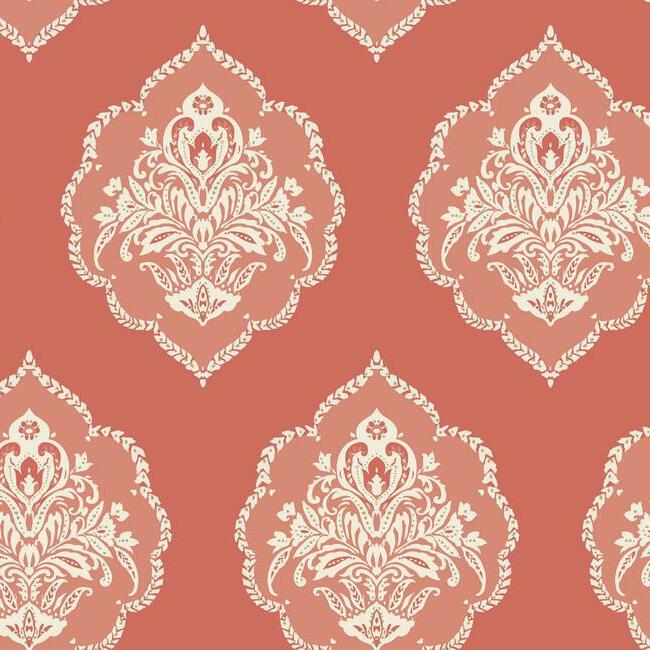 Order DM4981 Signet Medallion Damask Wallpaper Coral Damask Resource Library York Wallpaper1 