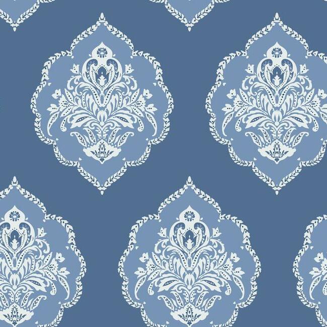 Save DM4986 Signet Medallion Damask Wallpaper Cobalt Damask Resource Library York Wallpaper1 