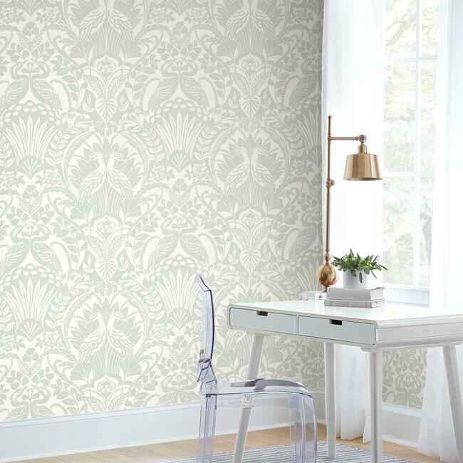 View DM4998 Egret Damask Wallpaper Sage Damask Resource Library York Wallpaper1 
