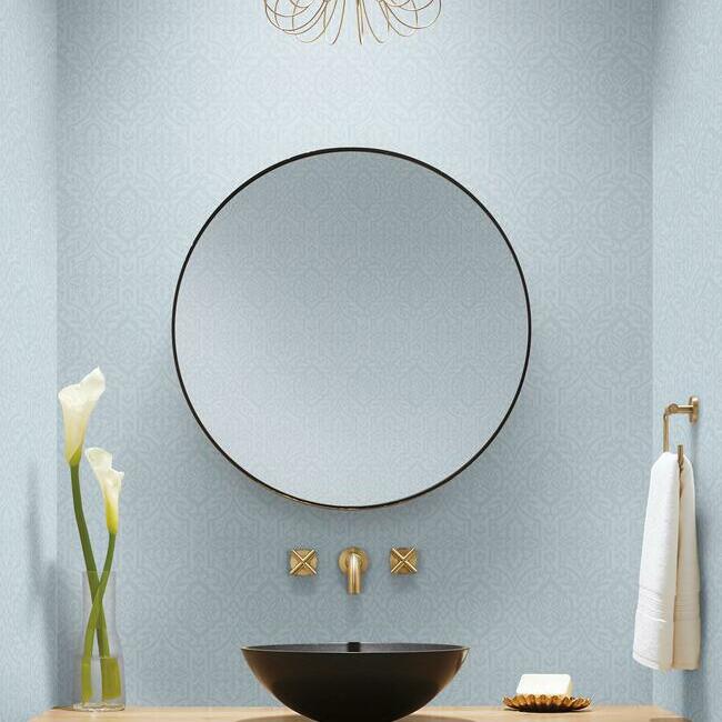 Shop DM5033 Cathedral Damask Wallpaper Water Blue Damask Resource Library York Wallpaper1 