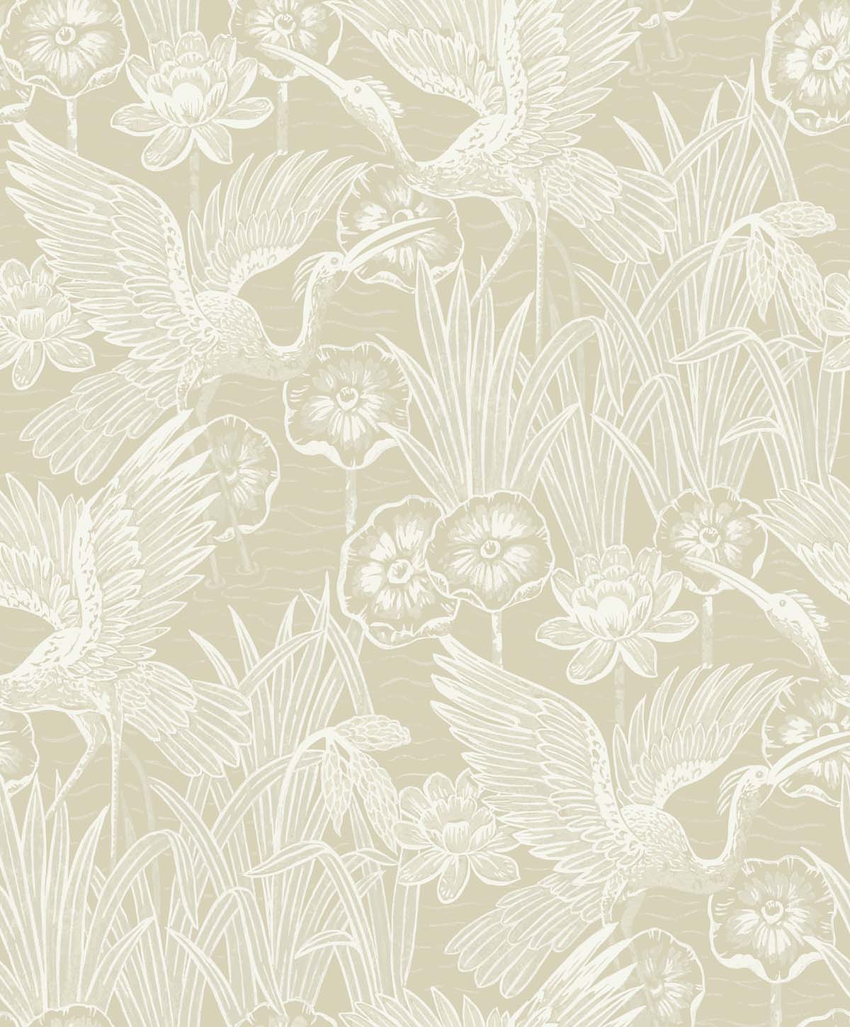EW11005 | Marsh Cranes, Beige - Seabrook Designs Wallpaper