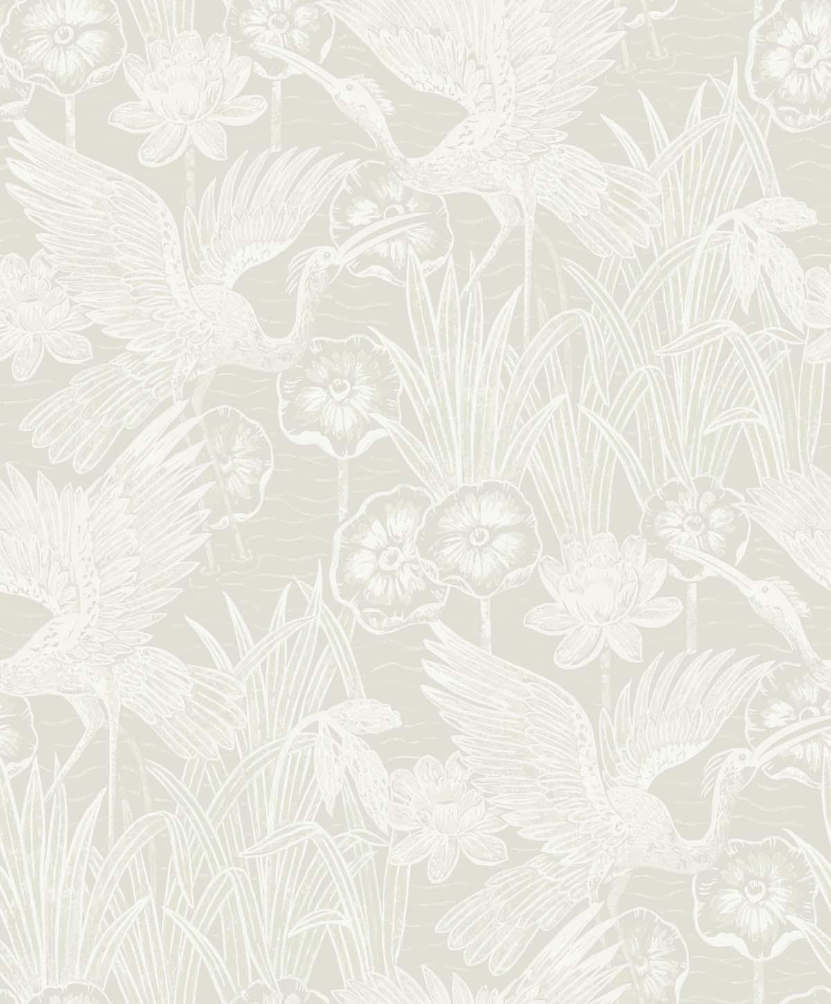 EW11010 | Marsh Cranes, Grey - Seabrook Designs Wallpaper
