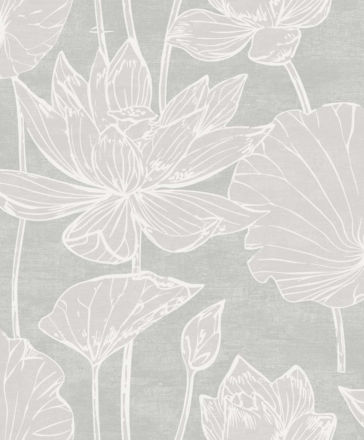 EW12000 | Water Lilies, Grey - Seabrook Designs Wallpaper