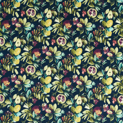 F1515-01 Fruta Midnight Velvet Botanical &amp; Floral Clarke And Clarke Fabric
