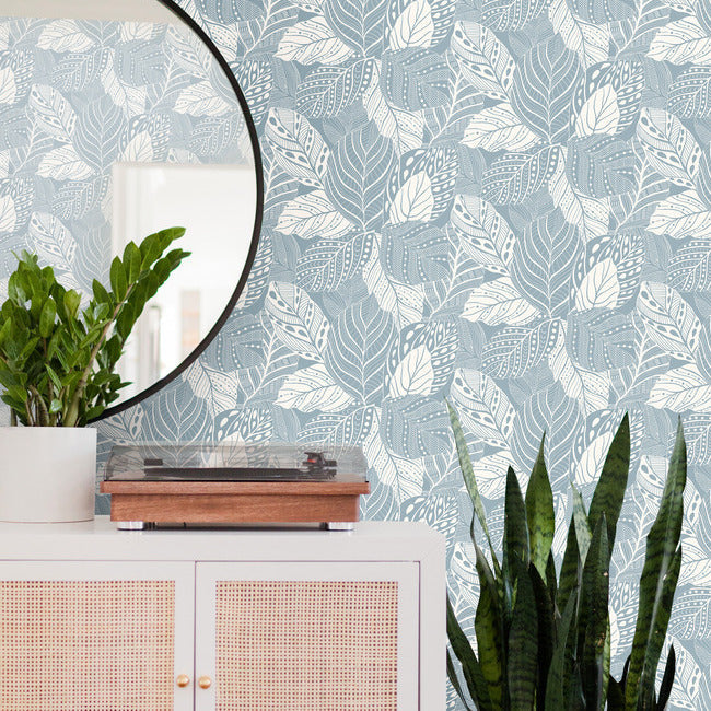 Save Go8225 Vinca Smokey Blue Greenhouse York Wallpaper