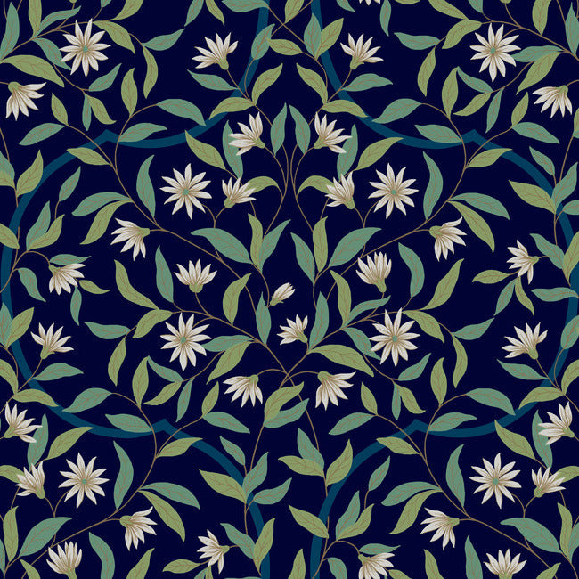 Order GO8251 Jasmine Indigo Greenhouse by York Wallpaper