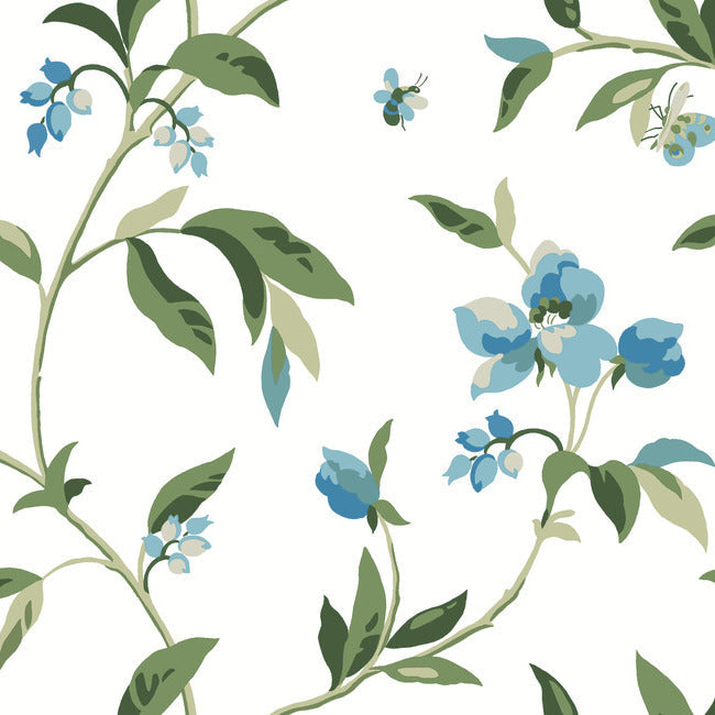 Shop GO8283 Springtime Cotton/Peacock Greenhouse by York Wallpaper