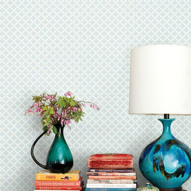 GR6005 | Grandmillennial, Diamond Gate Blue/White York Wallpaper
