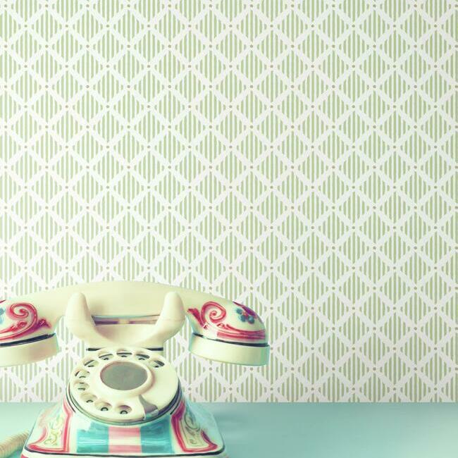GR6006 | Grandmillennial, Diamond Gate Green York Wallpaper