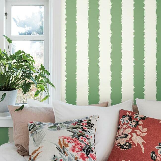 Green Stripes Fabric, Wallpaper and Home Decor