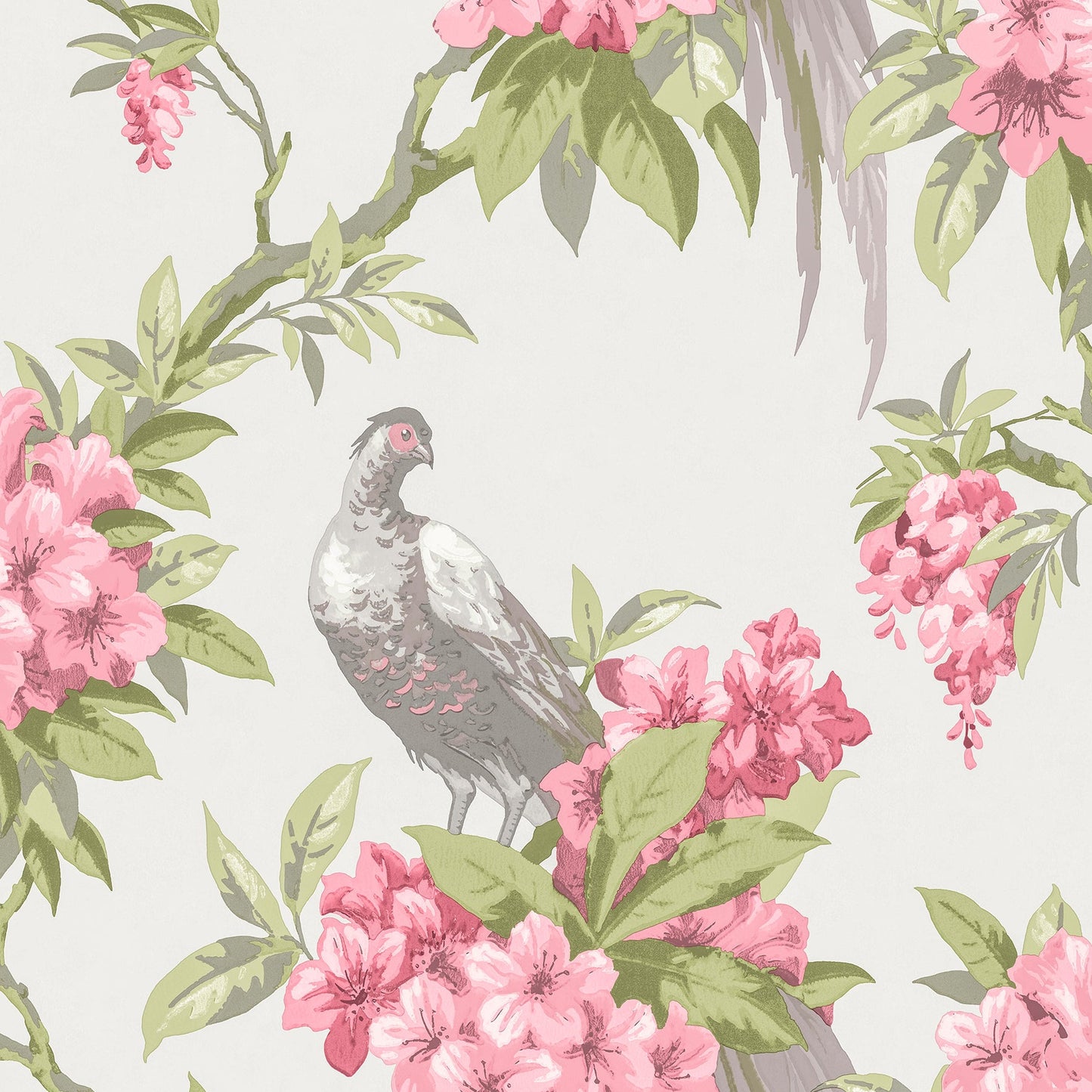 Purchase M1664 Archive Collection Golden Pheasant Rose Floral Wallpaper Grey/Pink Brewster