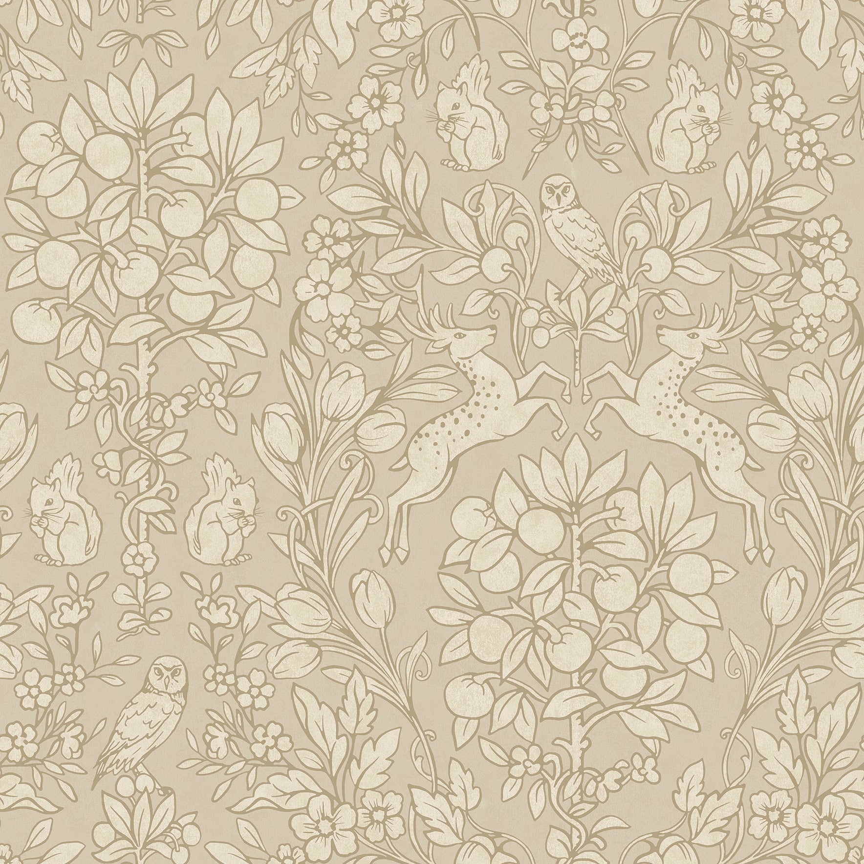 Acquire M1686 Archive Collection Richmond Taupe Floral Wallpaper Beige/Gold Brewster