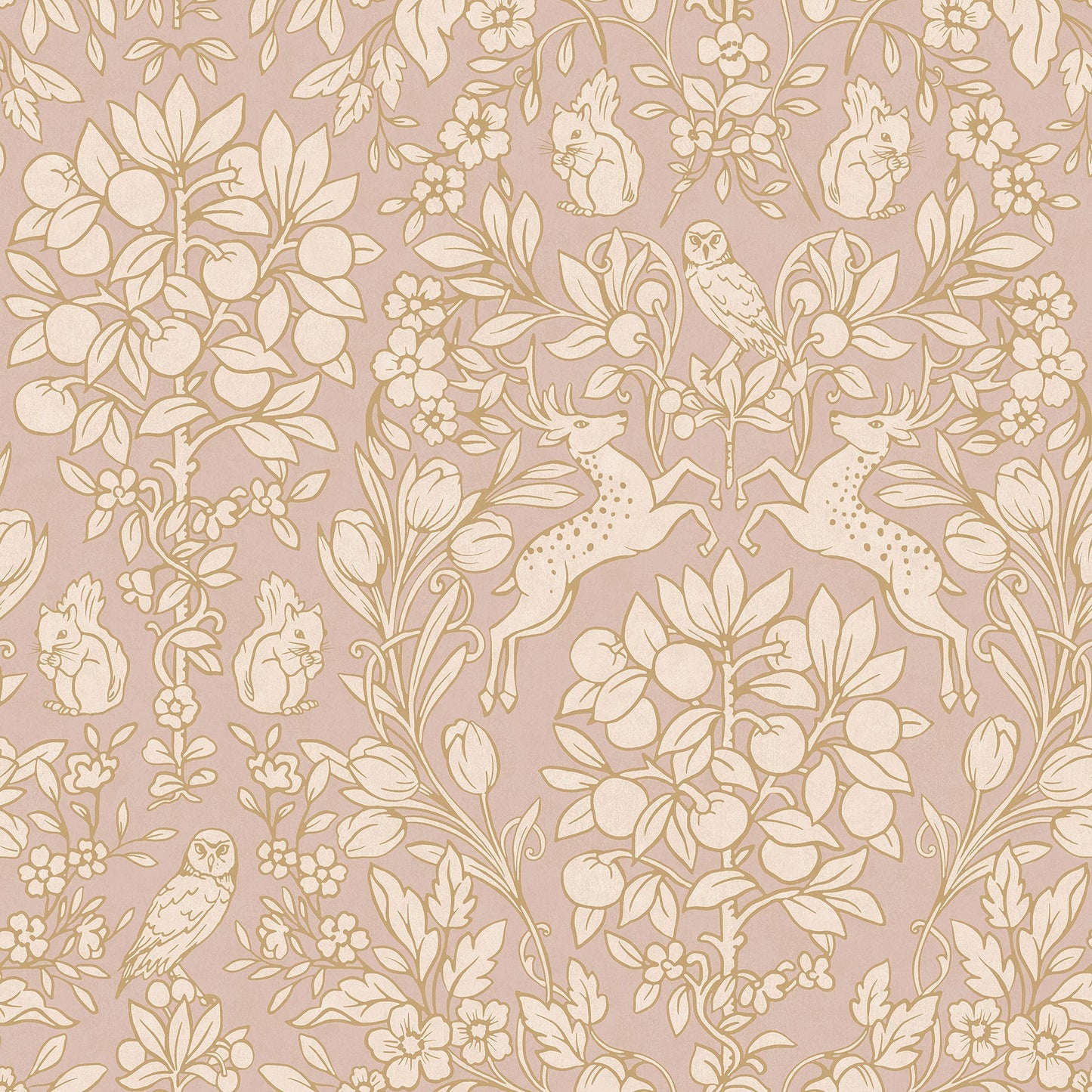 Find M1687 Archive Collection Richmond Pink Floral Wallpaper Pink/Gold Brewster