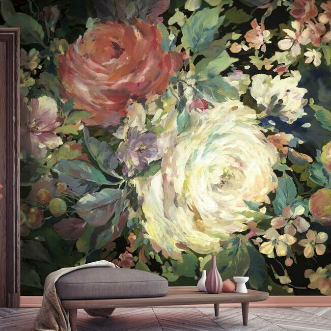 Select Mu0246M Mural Resource Library Impressionist Floral Mural York Wallpaper