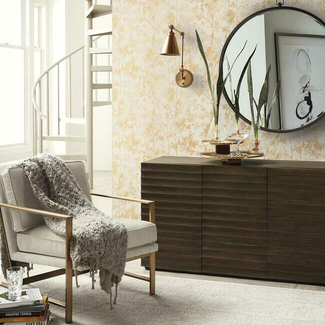 Select Nw3582 Shimmering Foliage Modern Metals Antonina Vella Wallpaper
