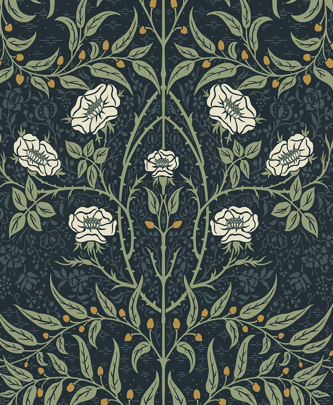 PR10202 | Stenciled Floral Prepasted, Blue - Seabrook Designs Wallpaper