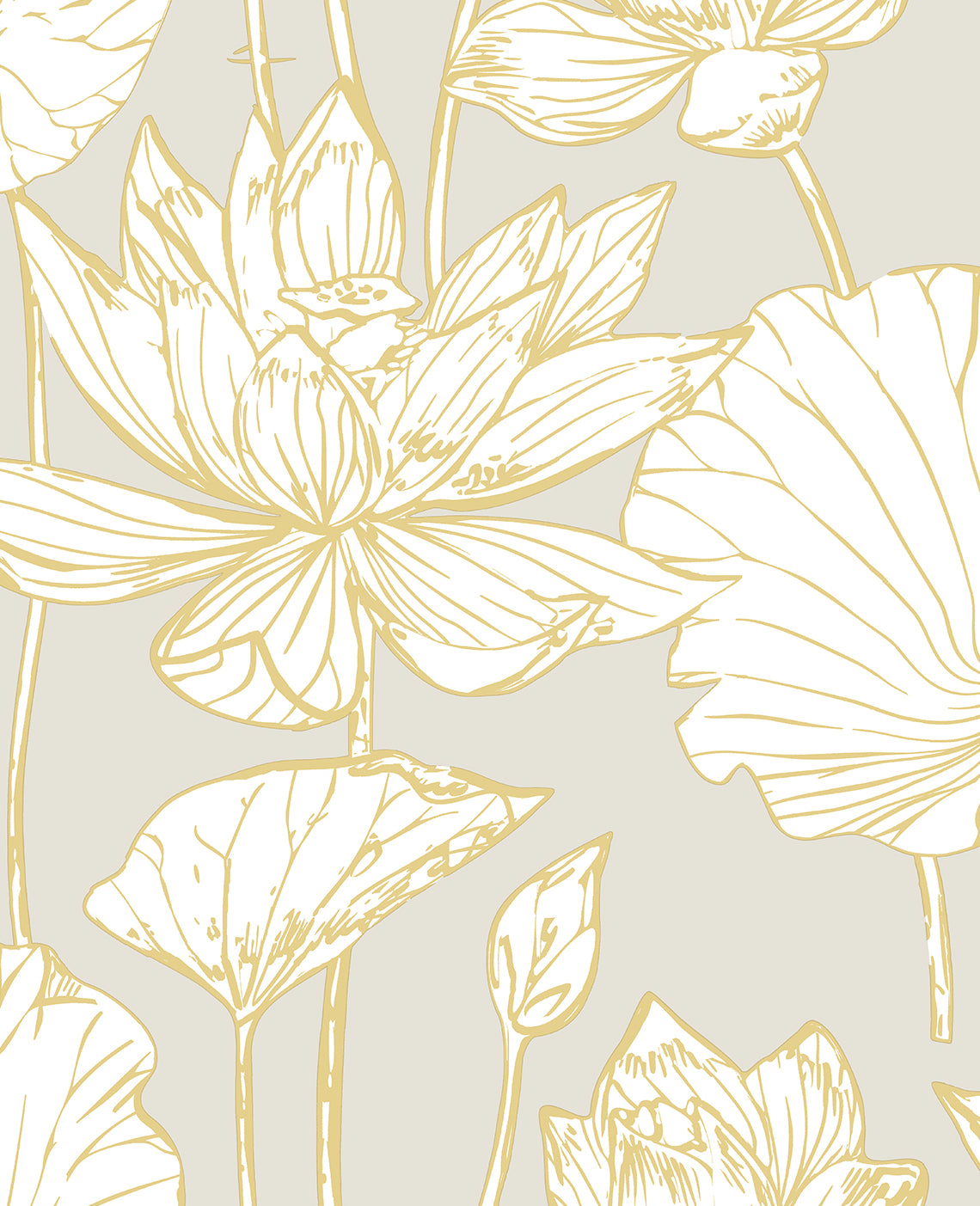 PR11308 | Lotus Floral Prepasted, Grey - Seabrook Designs Wallpaper