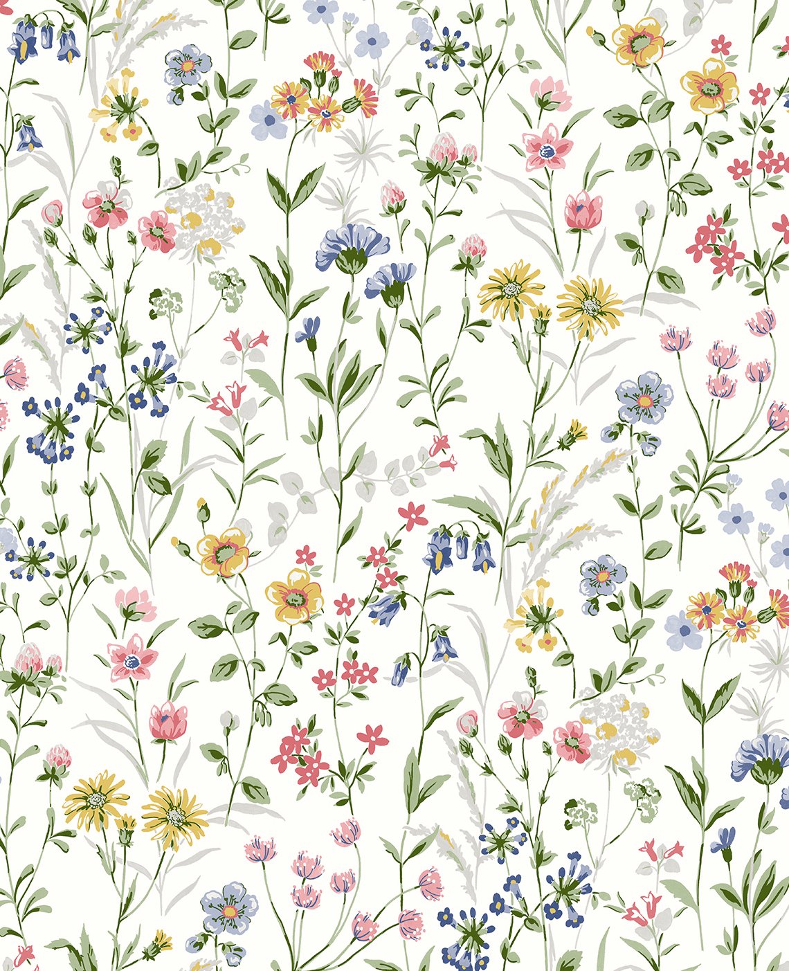 PR11901 | Wildflowers Prepasted, Multicolored - Seabrook Designs Wallpaper