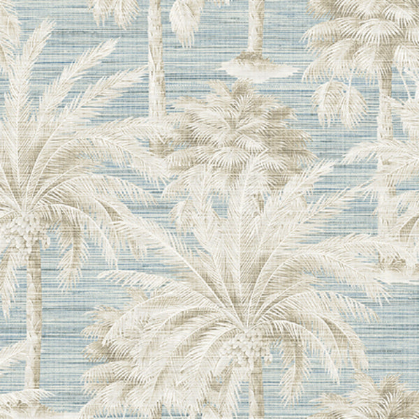 Select PS40002 Palm Springs Dream Of Palm Trees Blue Texture Kenneth James Wallpaper