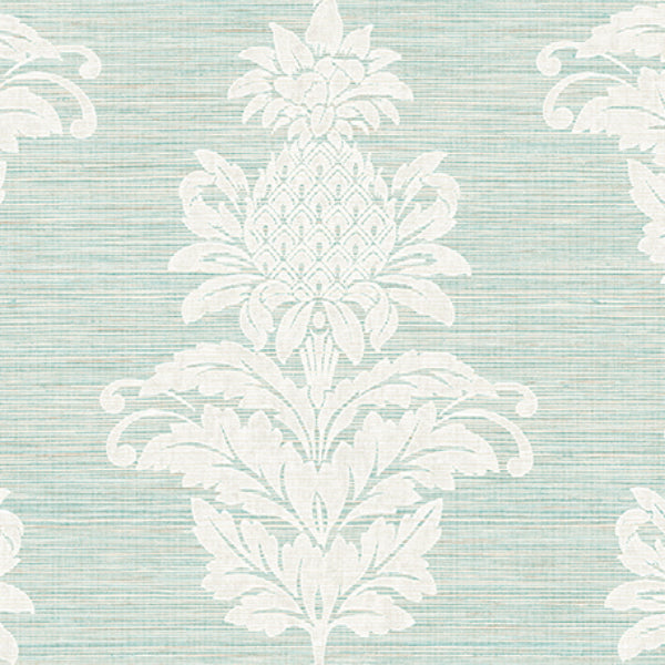 View PS40704 Palm Springs Pineapple Grove Turquoise Damask Kenneth James Wallpaper