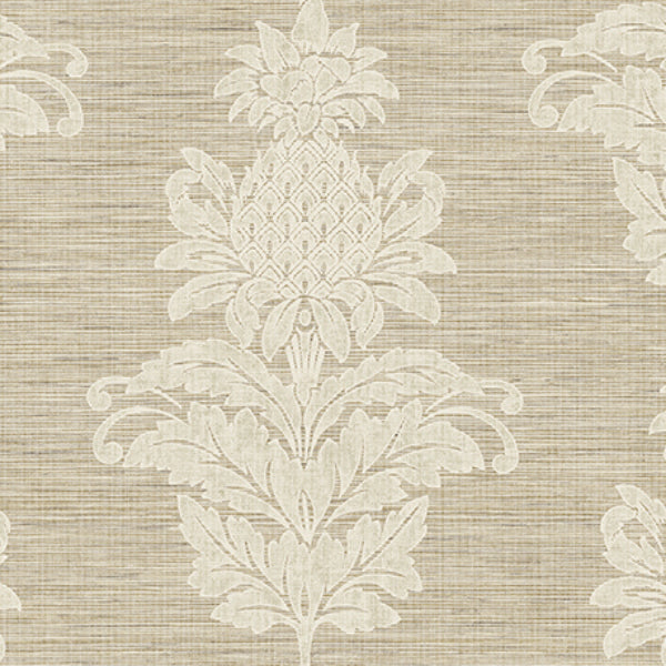 Purchase PS40706 Palm Springs Pineapple Grove Brown Damask Kenneth James Wallpaper